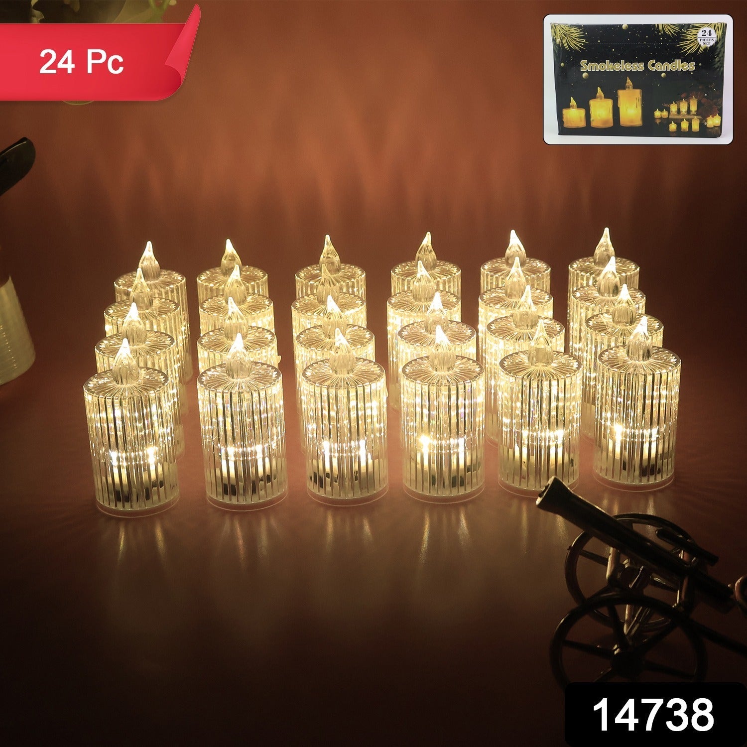 Set of 24 Smokeless LED Flameless Decorative Candles Set of 24 Smokeless LED Flameless Decorative Candles